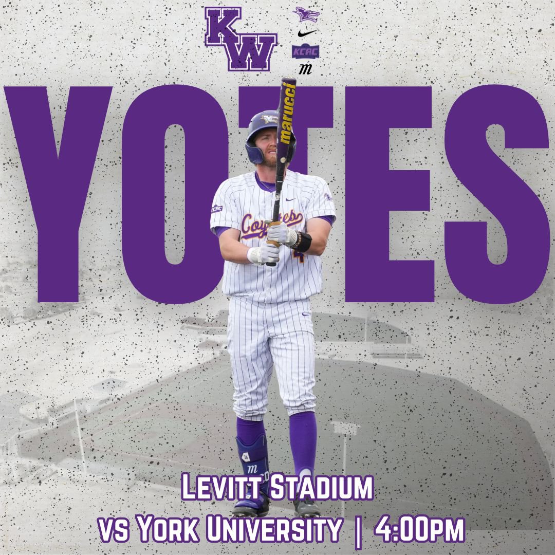KWUBaseball's tweet photo. The boys are on the road again to York University to finish game 3 of their midweek series against the Panthers! First pitch slated for 4:00pm - tune into the KCAC Network to watch live! #Clamps #PITP 🦞
📺 https://t.co/tBa4HEntX9 https://t.co/VVD5yclucX