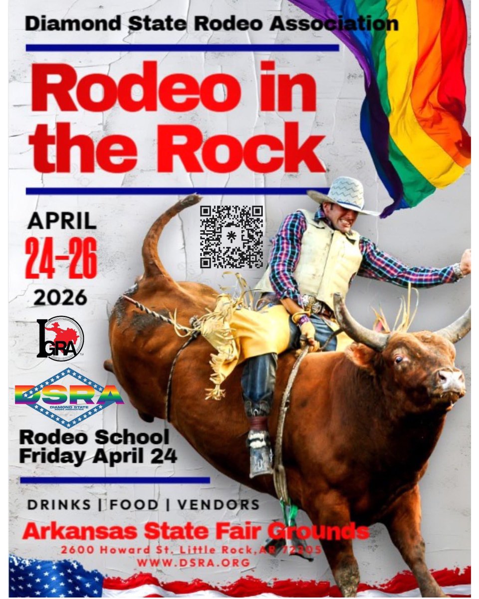 IGRAinc's tweet photo. Are y’all ready for another rodeo! It’s right around the corner. 

The Diamond State Rodeo Association- DSRA invites you to their 2026 Rodeo in the Rock!

April 24-26 

Arkansas State Fair Grounds - Little Rock, AR

For more information, please visit https://t.co/NVELawjLWK https://t.co/e1pi8fTZ3g