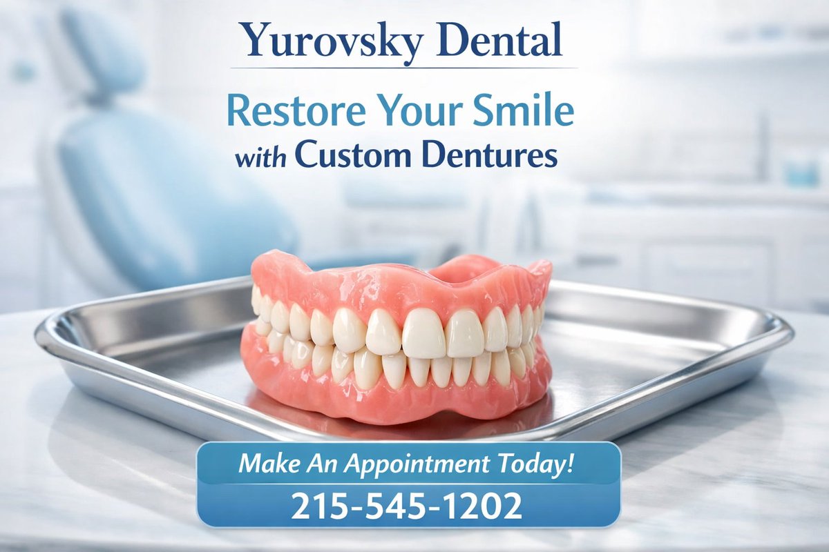 yurovskydental's tweet image. You deserve to smile without hesitation! 💙 Contact Yurovsky Dental and discover your denture options today. 🦷
#dentures #dentist #philadelphia 
rfr.bz/tb1fa18