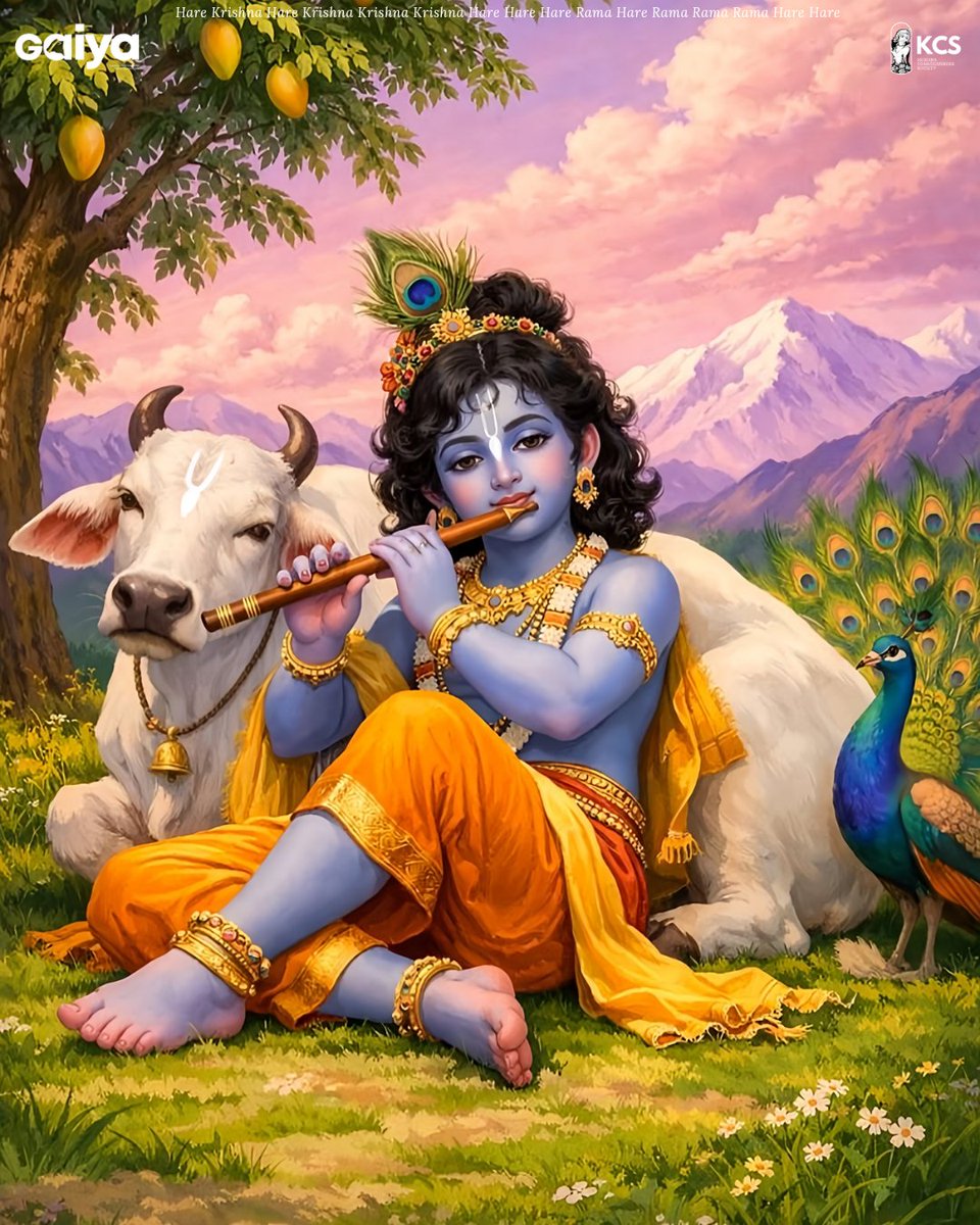 Nanda Mahārāja belonged to the vaiśya community, the agriculturalist community. How to protect the cows and how rich this community was are explained in these verses. We can hardly imagine that cows, bulls and calves could be cared for so nicely and decorated so well with cloths