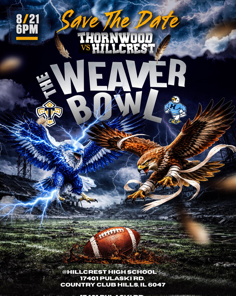 Hawks4Football's tweet photo. Save the Date!! Thornwood is on the Clock ⏳️🕰 https://t.co/1WjDJ1o5XQ