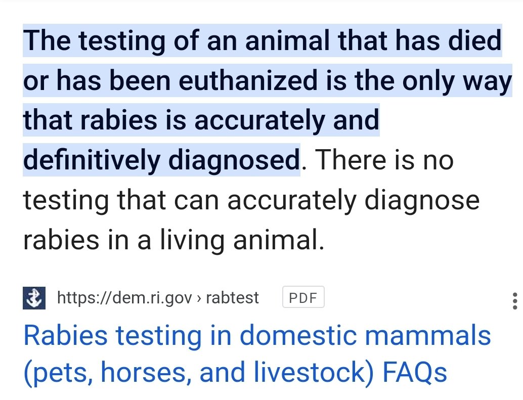 JamieAA_Again's tweet image. The Fraud of Virology is bad enough in humans.

In animals however it is 10x worse. 

The authorities can euthanize your pets based on SUSPECTED symptoms of Rabies. 

There is no test for Rabies that can be done without killing the animal first.