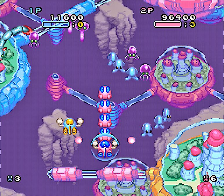 sakayu_sfc's tweet image. "Pop'n TwinBee" marked 33rd anniversary!🎆
「Pop'nツインビー」は1993年3月26日の発売でした🎉

そのままの難易度なら楽しさ全開、にぎやかで軽やかな縦シューです。ライフ制なのですぐにはやられず、強力なパンチ攻撃も助けになりました🥊
#ツインビー #supernintendo