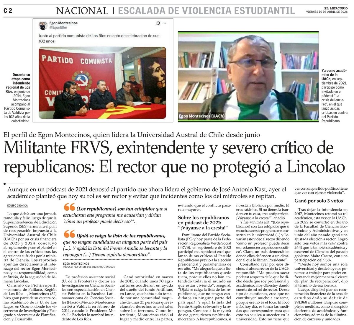 vmoralesa's tweet photo. Cuándo renuncia el Rector octubrista de la @UAustraldeChile , es insostenible que lo mantengan en el cargo https://t.co/D2IDIKit8a