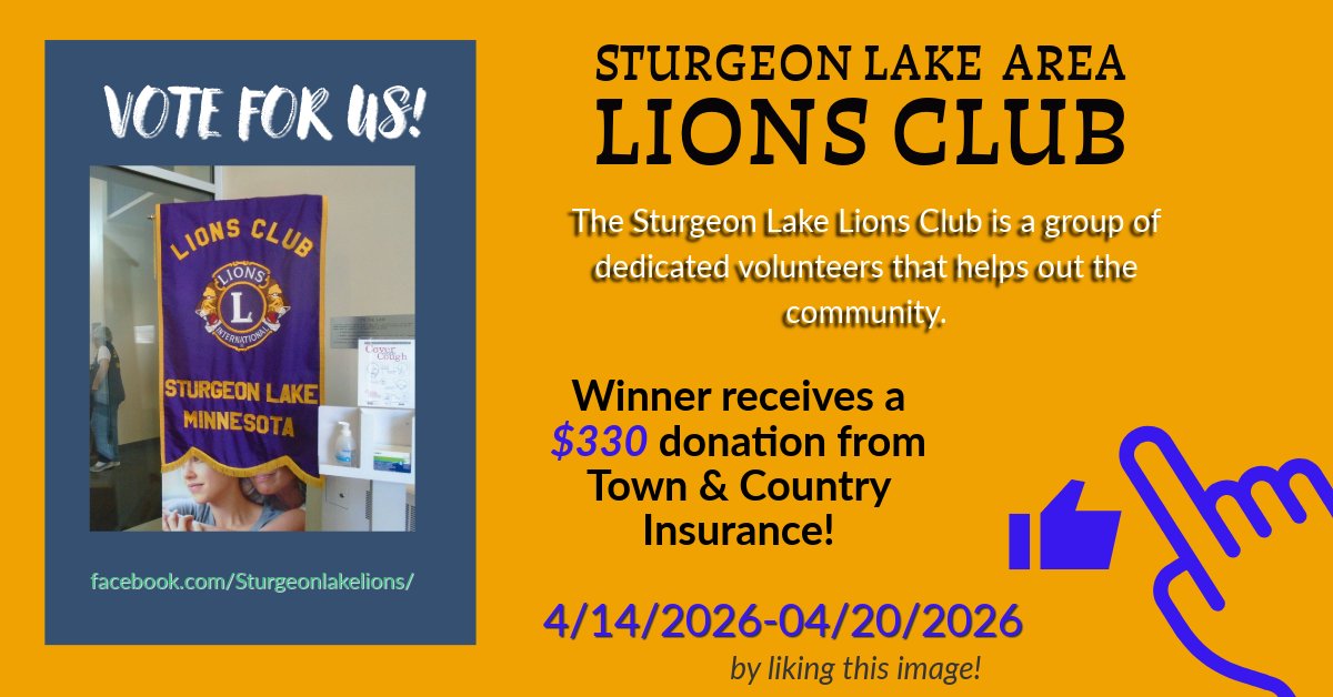 TCINS's tweet photo. The winner with the most likes, &amp; votes from our website will receive a $330 donation from our recommendation program!! The 3 finalists are Sturgeon Lake Lions, Twin Pines-Paws Vet for Help! Vote &amp; Sandstone Options for Women! Share now through end of business day today 04/20!! https://t.co/XDcwFu74za
