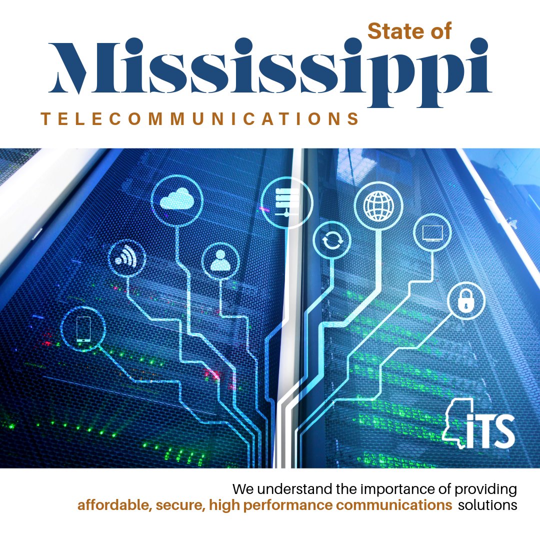 MSDeptofITS's tweet image. Connecting Mississippi, end to end. The ITS Telecommunications team powers secure, high-performance voice and data services for government and education – reliable, scalable, and cost-effective.

#TechTuesday #ITServices #Telecom #PublicSector #DigitalInfrastructure