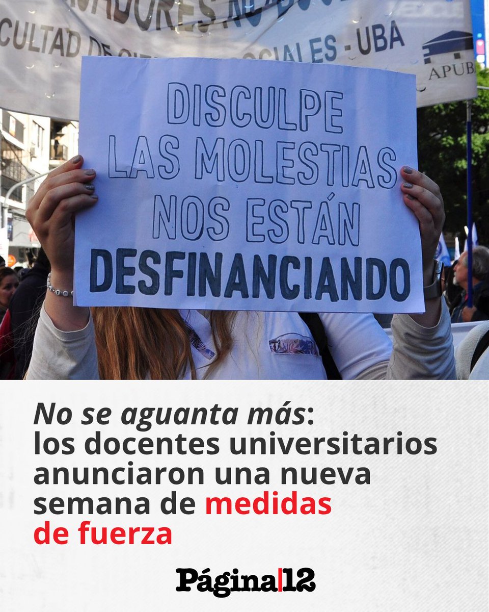 Los docentes universitarios comienzan una nueva semana de medidas de fuerza. El Ejecutivo lleva 173 días incumpliendo la Ley de Financiamiento. Además de las protestas en la calle, realizarán ferias de libros, muestras de proyectos y clases públicas.
pagina12.com.ar/2026/04/12/los…