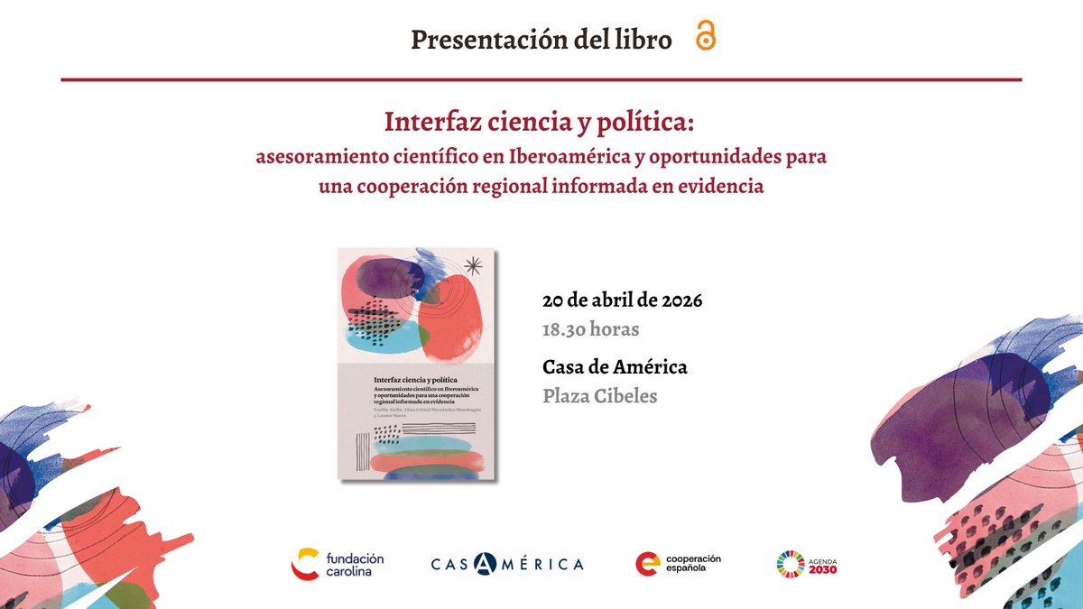 Red_Carolina's tweet photo. 📣 Presentación del libro: Interfaz ciencia y política: asesoramiento científico en Iberoamérica y oportunidades para una coop. regional informada en evidencia

📅 20.04
🕡 18:30
📍@casamerica 
🗣️ @EmiliaAiello, @AlmaCristalHM, @emaropi y Josep Lobera

ℹ️ https://t.co/nbwqSavMNP https://t.co/VUopuK3fq9