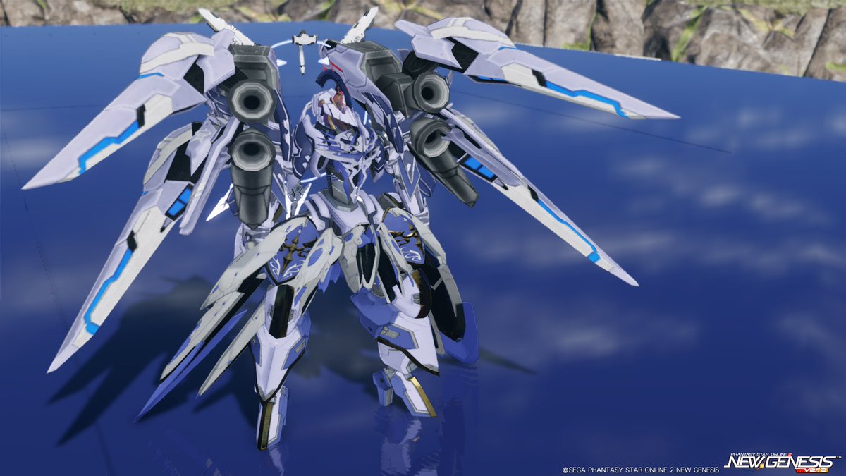 #PSO2NGS #メンテの日なのでssを貼る
#キャストはいいぞ

💎騎士成分×翼装甲キャスト💎

その翼は飛ぶためではない。
ーー守るために広がる。

ってなわけで！騎士×装甲翼の欲張りセット👶💦
キャストです🤖✨
色合いも涼しげな感じにしたよ…🪽🪽🪽