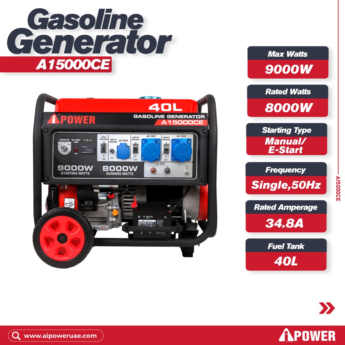 AipowerD's tweet photo. Power cuts don't schedule appointments. Are you ready? ⚡
The AiPower A15000CE hits 9000W starting power, runs 8000W steady, and carries a 40L tank that outlasts any blackout.
No panic. No downtime. No excuses.
While everyone else scrambles for candles — you're still running ... https://t.co/yBn8NFagH8
