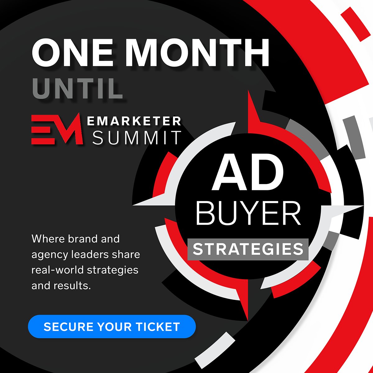 eMarketer's tweet photo. ⏳Ad Buyer Strategies Summit is one month away! Have you secured your ticket yet?https://t.co/VEGLql9IhJ

📅May 14, 2026
📍City Winery, New York City

Thank you to our sponsors @philoTV, @UseGistAI, @verve_inc, @partnerize, @viasat Ads, Audience Path, and @ROKT.

#EMARKETERSummit https://t.co/O5RjZaoejL