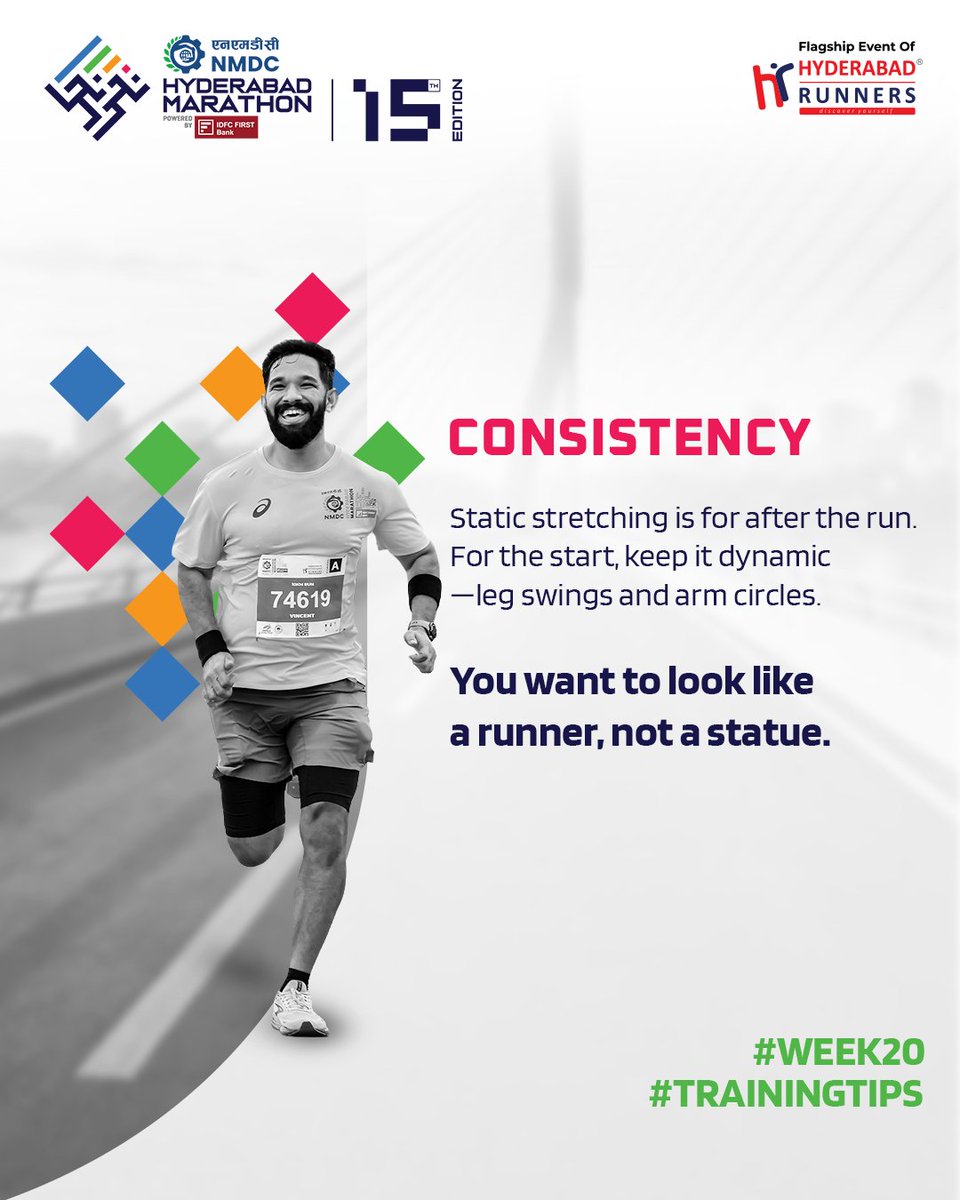 Marathon_Hyd's tweet image. Consistency isn’t built in one run, it’s built every single day you show up. 💪

No skips, no excuses. Just progress.
Because marathon training isn’t about speed, it’s about staying in the game.

#Week20 #TrainingTips #NMDCHyderabadMarathon #HyderabadRunners #MarathonTraining