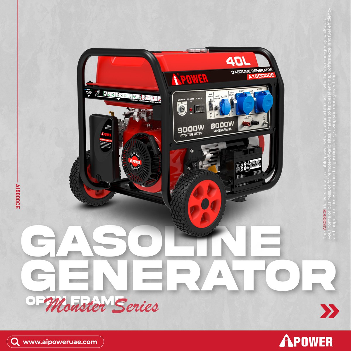 AipowerD's tweet photo. Power cuts don't schedule appointments. Are you ready? ⚡
The AiPower A15000CE hits 9000W starting power, runs 8000W steady, and carries a 40L tank that outlasts any blackout.
No panic. No downtime. No excuses.
While everyone else scrambles for candles — you're still running ... https://t.co/yBn8NFagH8