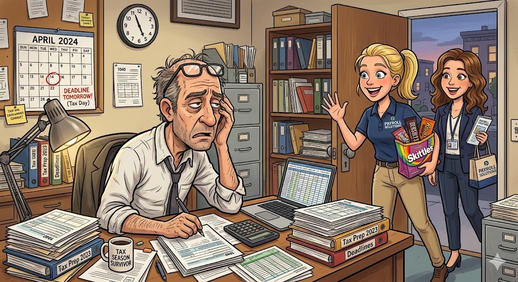 HerschbeinCPA's tweet photo. I cannot wait for that payroll rep to stop by my office today with a bag full of candy and an expectation that I have 30 minutes to talk about signing up for their referral program.
#TaxTwitter #CPALife #April14 https://t.co/qNqnV7cppQ