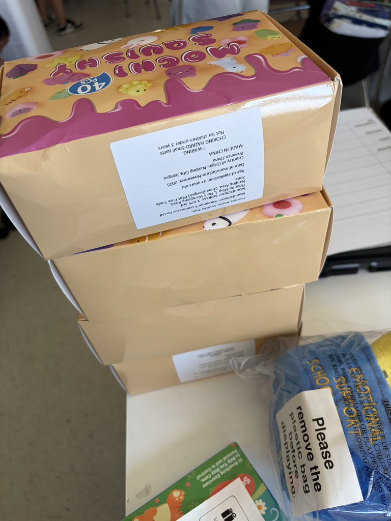 ab6284's tweet image. Thank you @Fishmaster233 for the items for the classroom! Also, a big thank you to whoever sent these squishies! No gift receipt 🩷