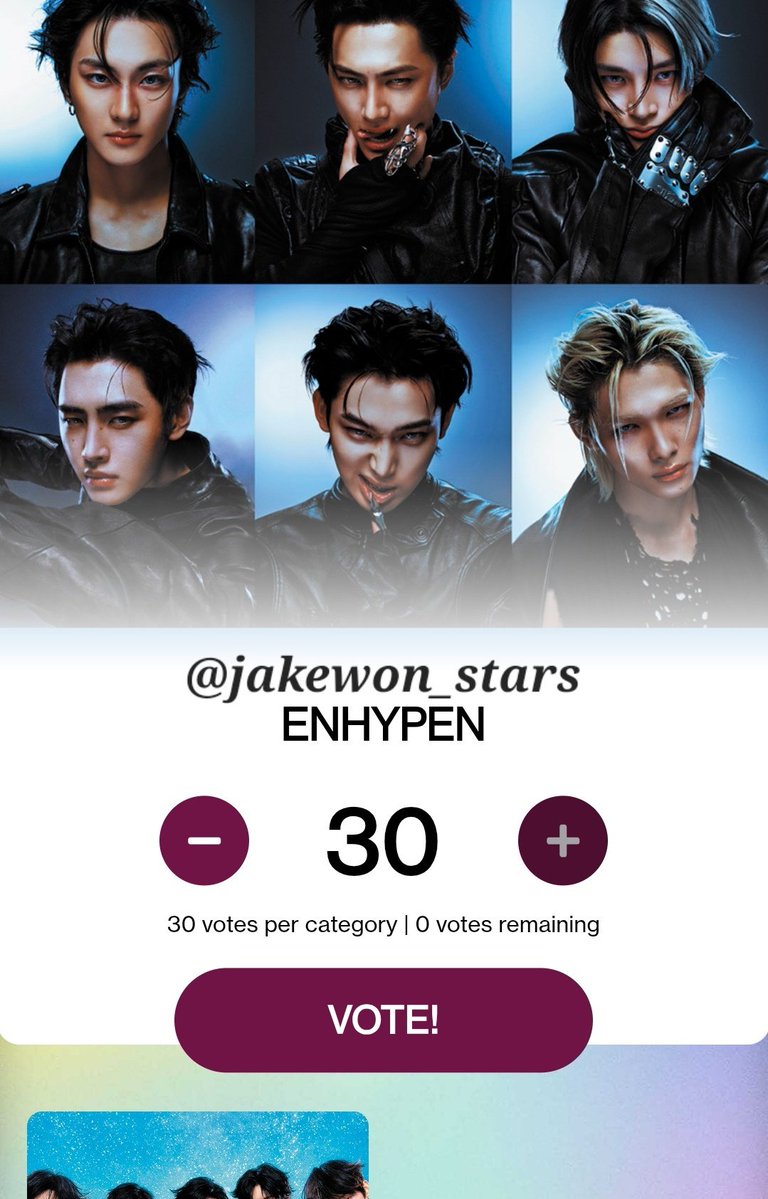 jakewon_stars's tweet image. 🗳 — ¿Cómo votar por #ENHYPEN en los American Music Awards (AMAs 2026)?

📍 Página Web: Best Male K-pop Artist
30 votos diarios por cuenta
🖇: vote.theamas.com

📍Instagram
30 votos diarios comentando en el post 👇🏻
I vote for #malekpopenhypen
🖇: instagram.com/p/DXHH2kplOBV/…