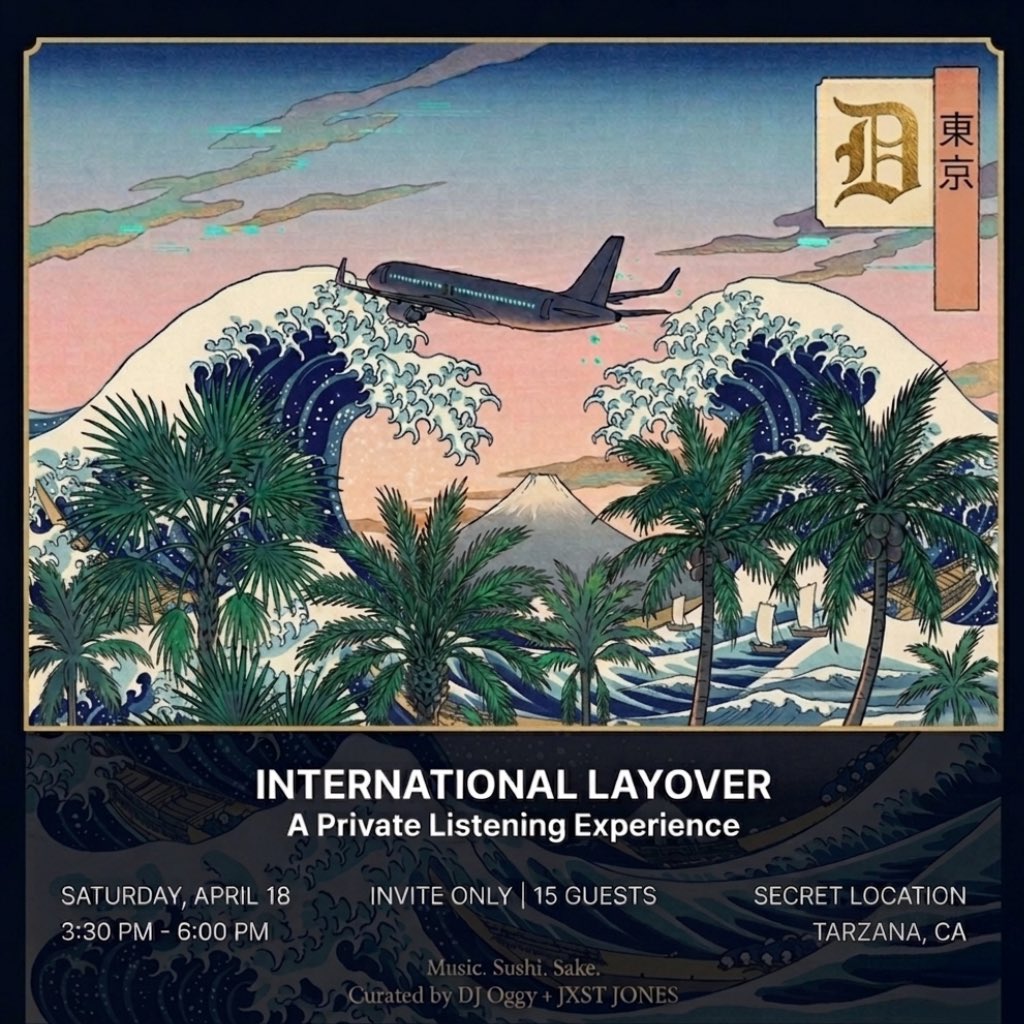 DJOGGY's tweet image. 今週の土曜日に自分の曲のリスニングパーティーがあるんだけど、2、3日で予約が全部埋まってもう今回は参加できず、あとは次回参加って感じみたいです。内容は、音楽-寿司-酒、今ロスでガンガン流行っているやつです。#dj #djmix #listeningparty