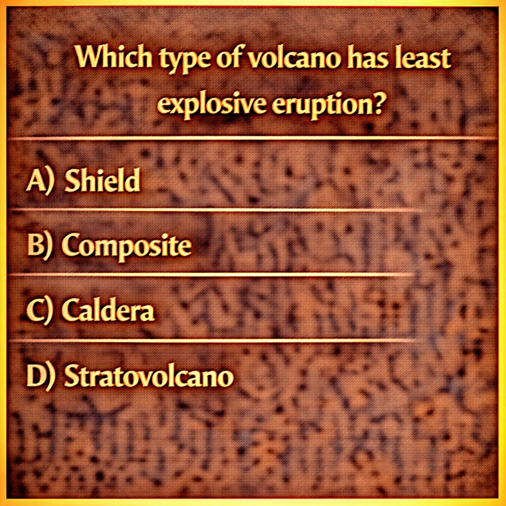 cematerial's tweet image. General Knowledge:

Which type of volcano has least explosive eruption?

#Generalknowledge #UPSC #SSC #RRB #CompetitiveExams #BPSC #UPSCPrelims2026
