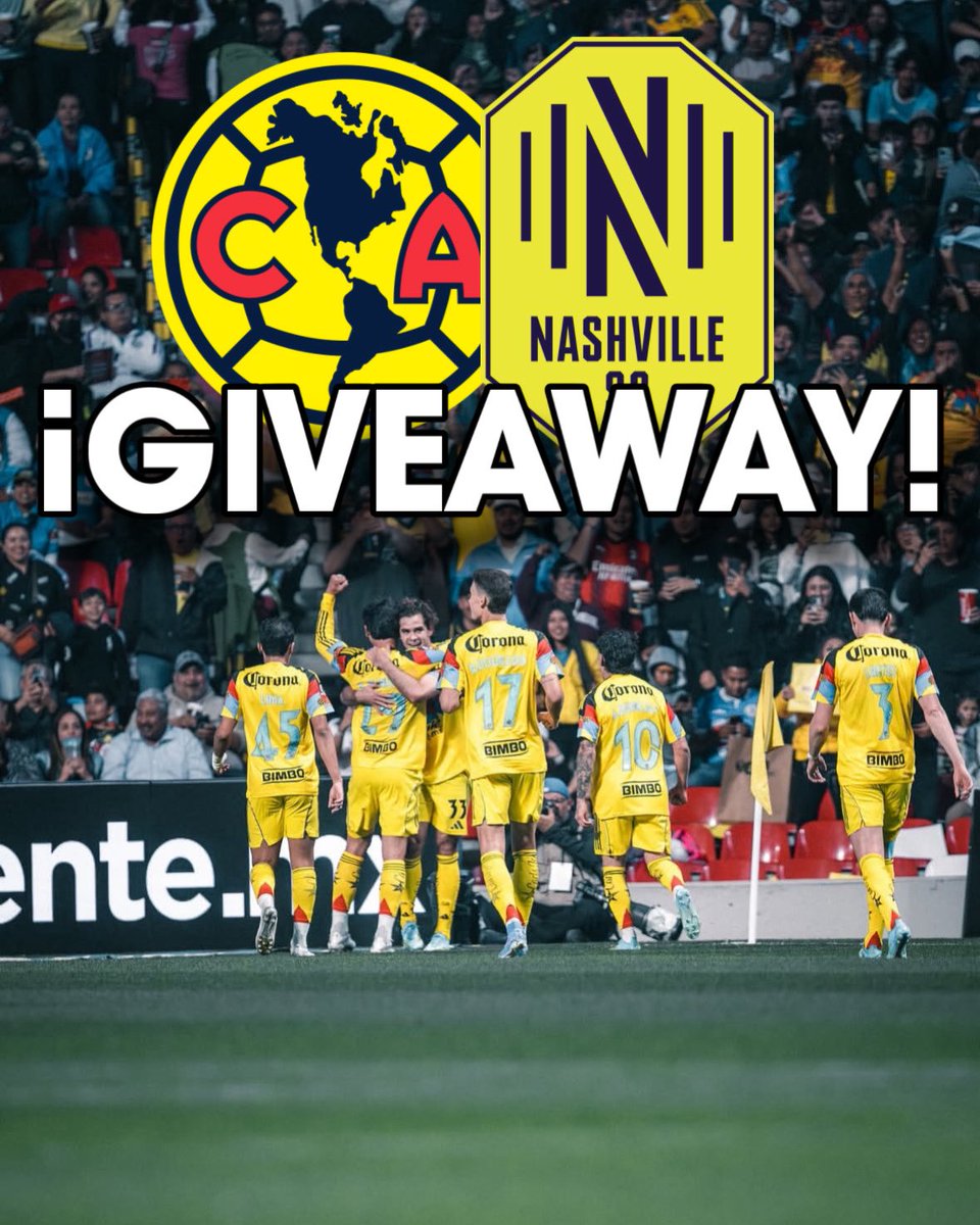 ResacaAmerica's tweet photo. 🎟️ GIVEAWAY AMÉRICA 🦅

Resaca América te regala un pase doble para el América vs Nashville en el Estadio Azteca. 🔥

Para participar:
✅ Síguenos  
✅ RT y comenta este post
✅ Sigue a @ismagonzalezmx 

📩 El ganador será contactado a partir de las 3:00 PM. 💛💙 https://t.co/qQFonoqGQ0