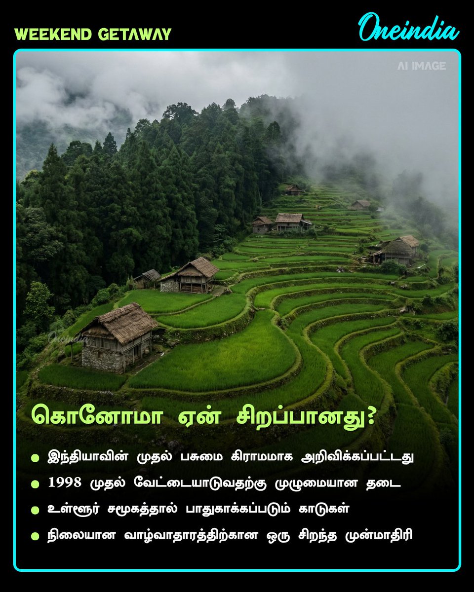 thatsTamil's tweet image. இந்தியாவின் முதல் பசுமை கிராமம் பற்றி தெரியுமா? உலகிற்கு பாடம் சொல்லும் கிராமம்!

#GreenVillage #Khonoma #WeekendGetaway #Oneindia #OITamil