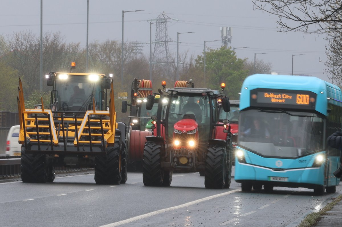 irish_news's tweet image. Two lorries took part in a slow-moving convoy on the Westlink this afternoon as widespread fuel protests were expected to take place across Northern Ireland.

Demonstrations in Toome Bridge and Nutt's Corner started later than expected.

Follow live updates:
