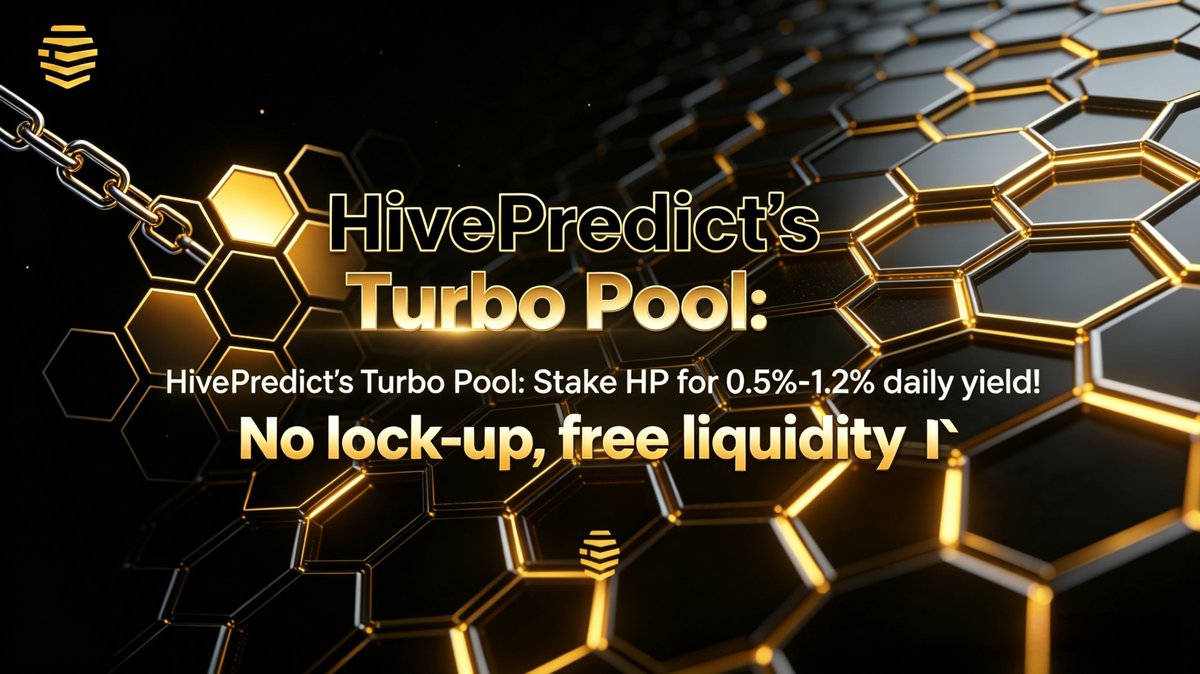 HivePred's tweet image. HivePredict’s Turbo Pool: Stake HP for 0.5%-1.2% daily yield! No lock-up, free liquidity 📊
#DeFiYield #StakingRewards #Web3Finance #HivePredict