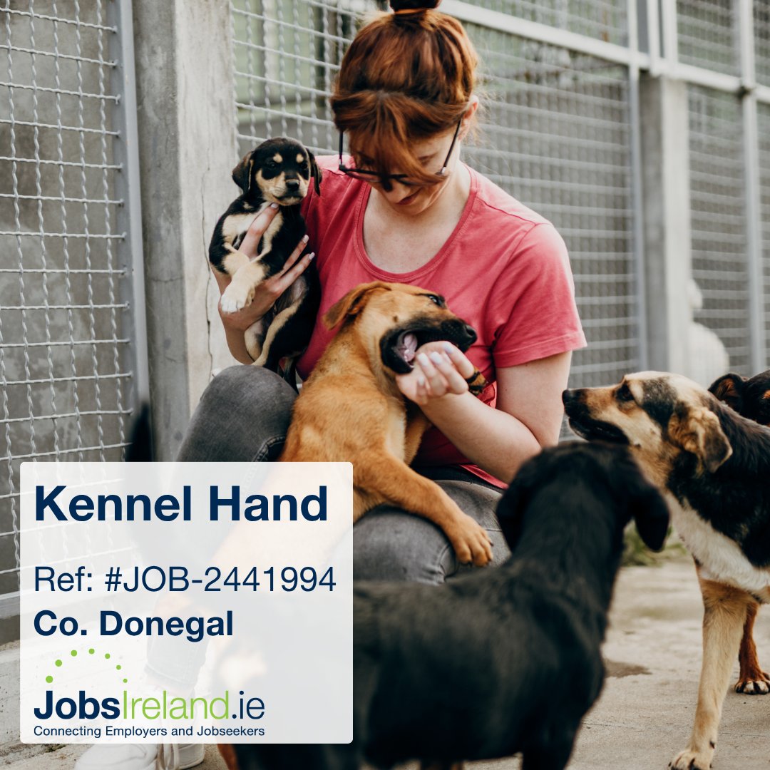 jobsireland's tweet image. 📢 Four Paws Boarding Kennels are currently recruiting a Kennel Hand in #Donegal

✅ Applicants must be confident working with all breeds of dogs and cats

🔎 Apply jobsireland.ie/en-US/job-Deta…

#WorkWithIntreo #JobFairy #Jobseekers #DonegalJobs