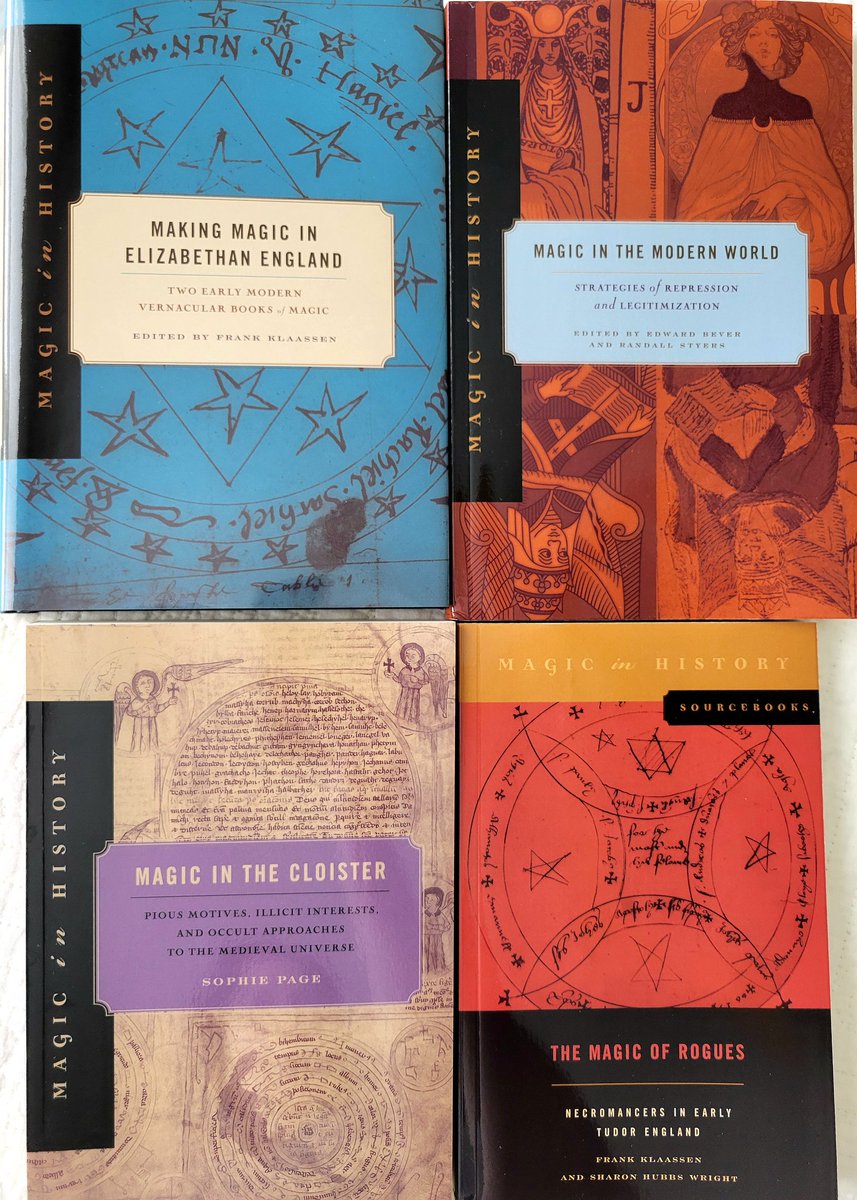 beat_road's tweet photo. Purchased a selection of books from PSU Press's "Magic in History" series. Attractive covers but looking more forward to the content inside. The titles are small in the pic but if you're interested zoom in, baby, ZOOM. https://t.co/RqnJA6HcvA