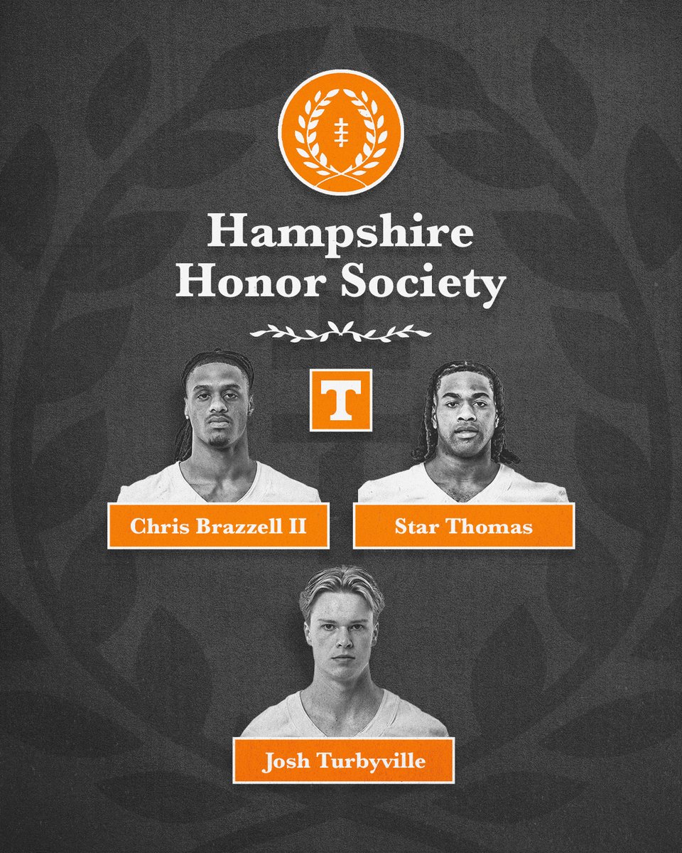 Congrats to the 3⃣ #Vols named to the 2026 NFF Hampshire Honor Society 📙

📰 → 1tn.co/4cI8iIq

<a href="/NFFNetwork/">National Football Foundation</a> | #GBO 🍊