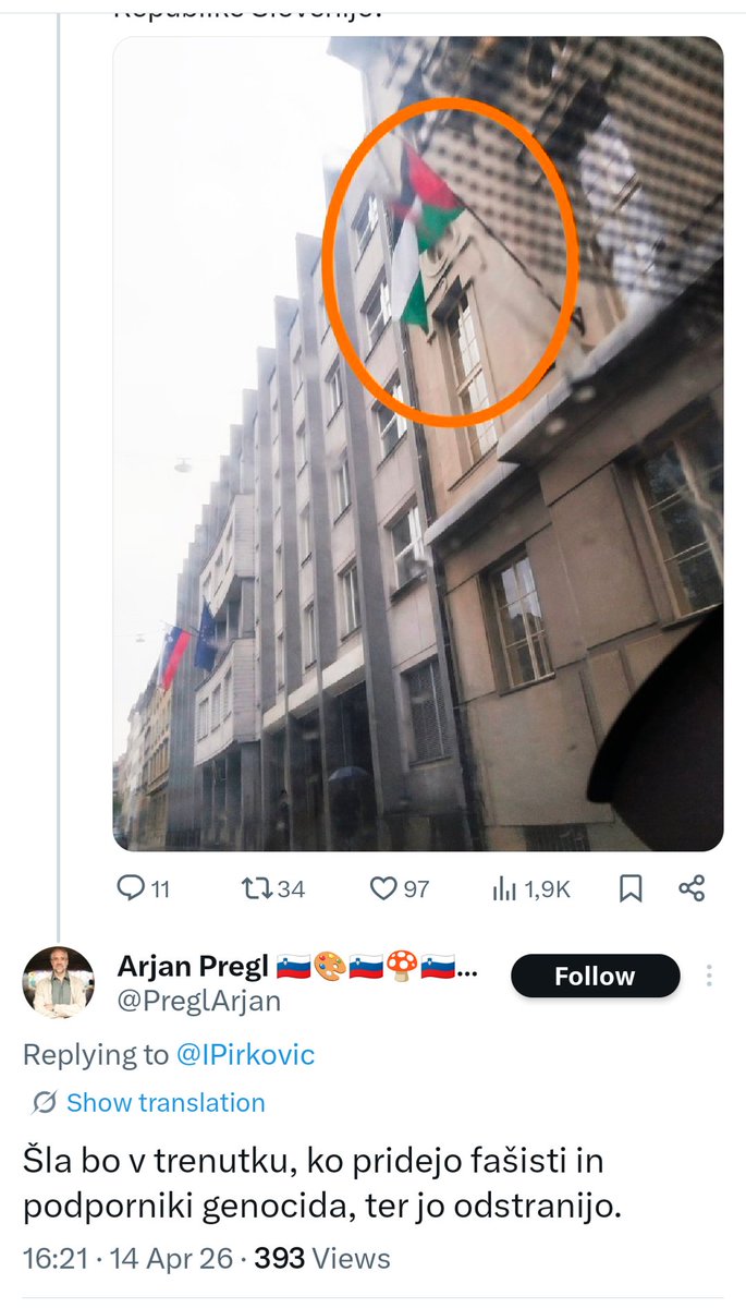 Za levičarje je problem, da bi na uradnih ustanovah Slovenije visela slovenska zastava. Gnoj kot je Pregl je izjemno škodljiv proslovenski element in državni sovražnik.