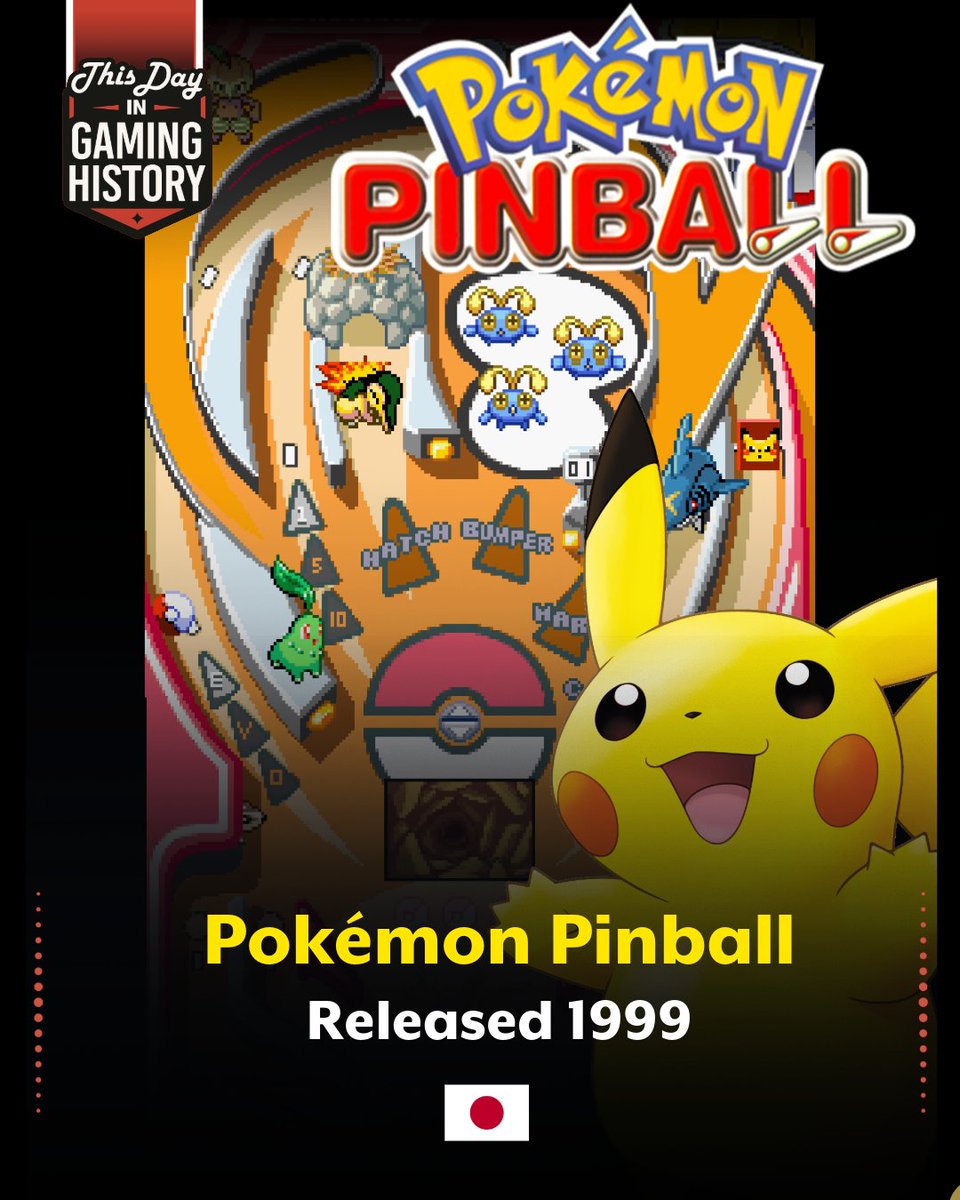 ThisDayGaming's tweet image. Pokémon Pinball Turns 27! 🎮🔮
Released in 1999 in Japan, Jupiter's addictive GBC pinball flips 150 Pokémon into catchable tables with rumble and bonuses. Pocket Monster mayhem on flippers!
#PokemonPinball