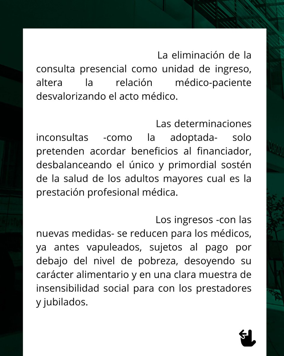 CMPCBA's tweet photo. Carta de la Junta Directiva del Consejo de Médicos de la Provincia de Córdoba al Sr. Director Ejecutivo de la Unidad de Gestión Local INSSJyP ( PAMI ) https://t.co/dGKE0gcsES
