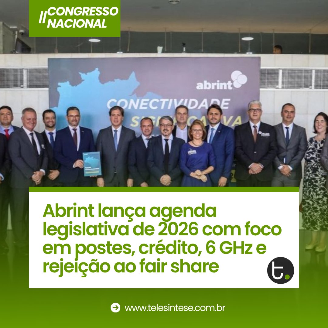 telesintese's tweet image. 📑Abrint lança agenda 2026 com foco em postes, financiamento de redes e preservação da faixa de 6 GHz para Wi-Fi. #Telecom #Abrint

👉🏻 Saiba mais em nosso Site: telesintese.com.br/abrint-lanca-a…