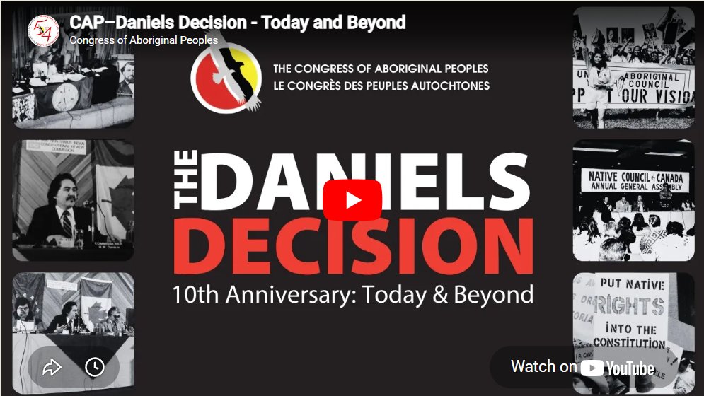 CongAboPeoples's tweet photo. Watch our 10th Anniversary commemorative video about the CAP–Daniels Decision:
▶️ https://t.co/Nd4vlJn4w2

Learn more and get involved:
🌐 https://t.co/g7gQRQX0fc

#DanielsDecision #Canada
#CongressofAboriginalPeoples #IndigenousRights https://t.co/MMjrVcJmbF