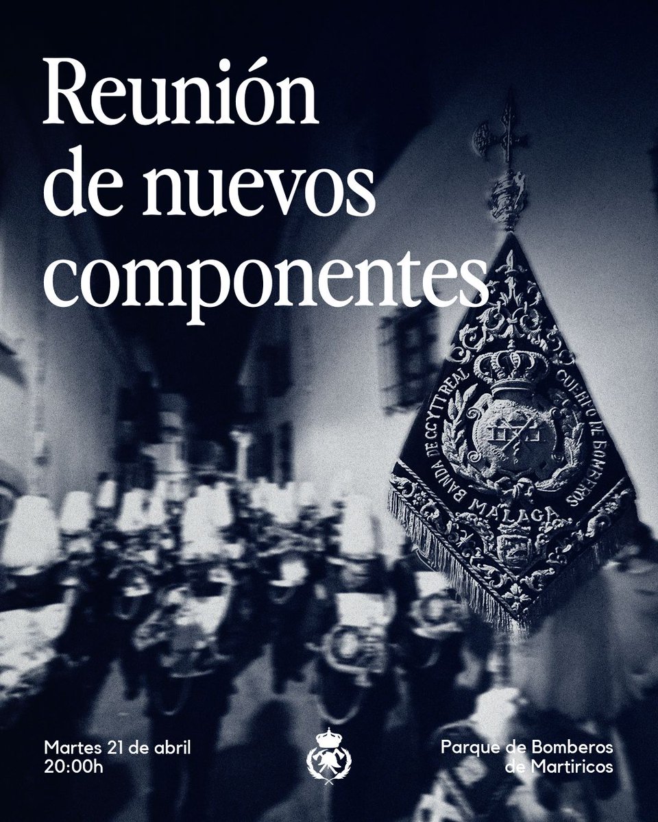 🔔 𝗡𝗨𝗘𝗩𝗢𝗦 𝗖𝗢𝗠𝗣𝗢𝗡𝗘𝗡𝗧𝗘𝗦🔔
Ya tenemos fecha para le reunión de aspirantes a pertenecer a la "Madre y Maestra"
📅 Martes 21 de abril
🕗 20 : 00 H
📍 Sala de ensayo "Alberto Escámez" (parque de bomberos de Martiricos)
#LaMadreyMaestra #CofradíasMLG