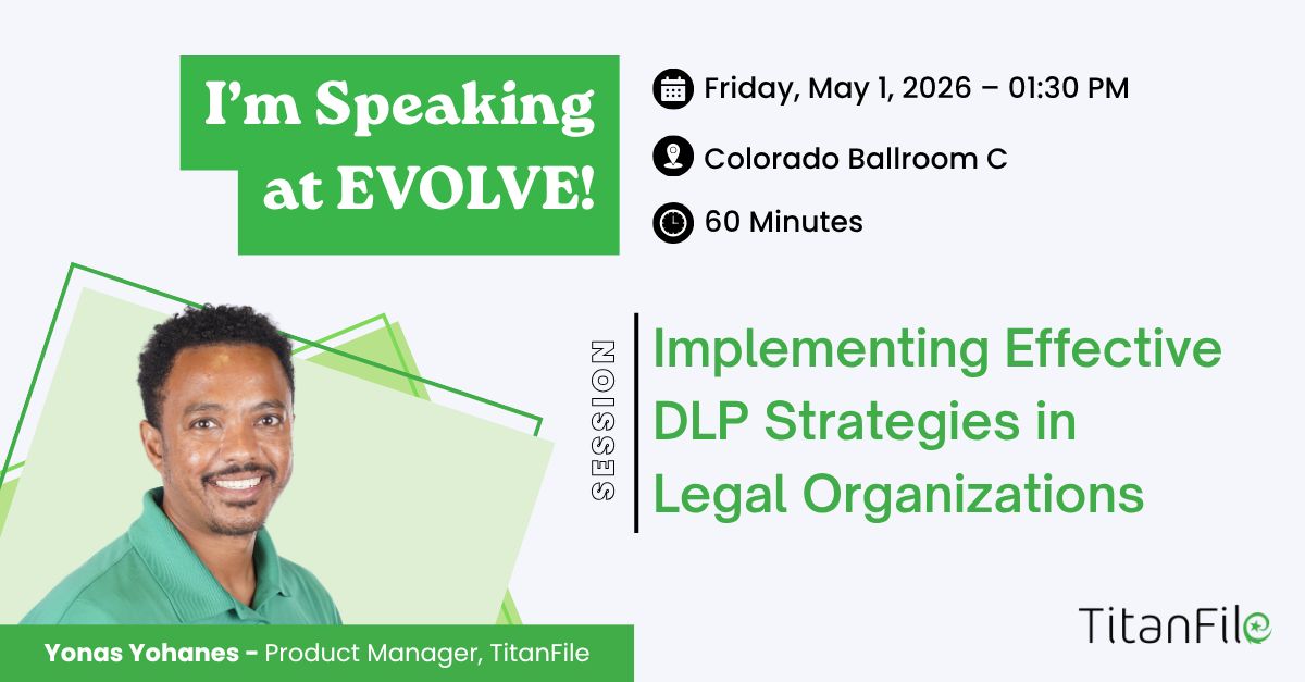 Too many alerts? Too much friction? 🛑 

Join Yonas Yohanes (TitanFile) &amp; Andres Lemus (Frontline Managed Services ) at #ILTAEVOLVE to master low-friction DLP for legal. 

📍 Colorado Ballroom C
📅 Fri, May 1 @ 1:30 PM 

Visit Booth 21-22 or book a 1:1: buff.ly/dI2896B