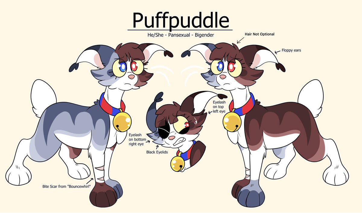 bustersw0rd_'s tweet image. #tadc x #warriors 
a 🧵of their reference sheets in my au! 

Pomni -&amp;gt; Puffpuddle