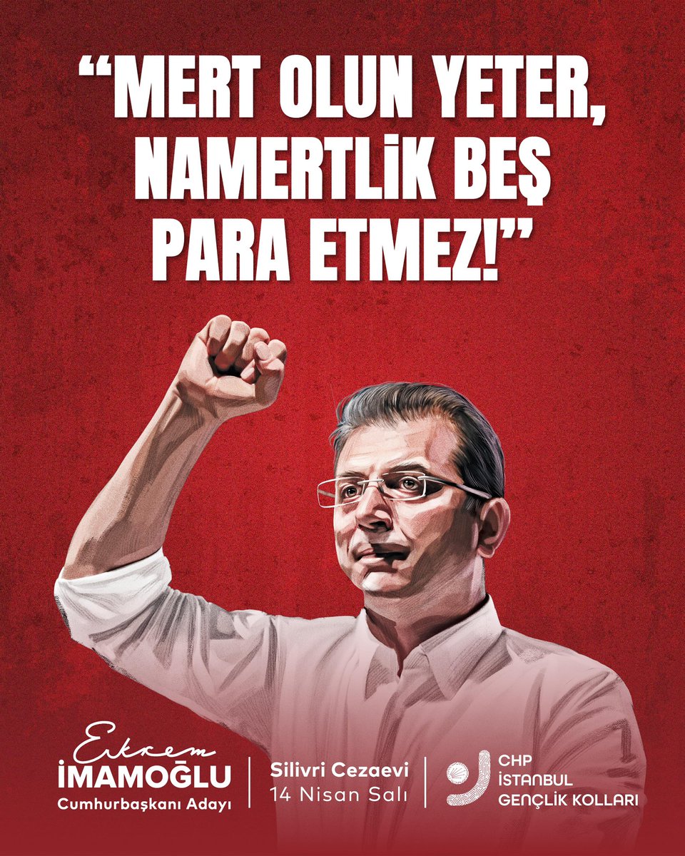Mert olun yeter, namertlik beş para etmez! 

📍 14 Nisan Salı | Silivri Cezaevi Duruşma Salonu