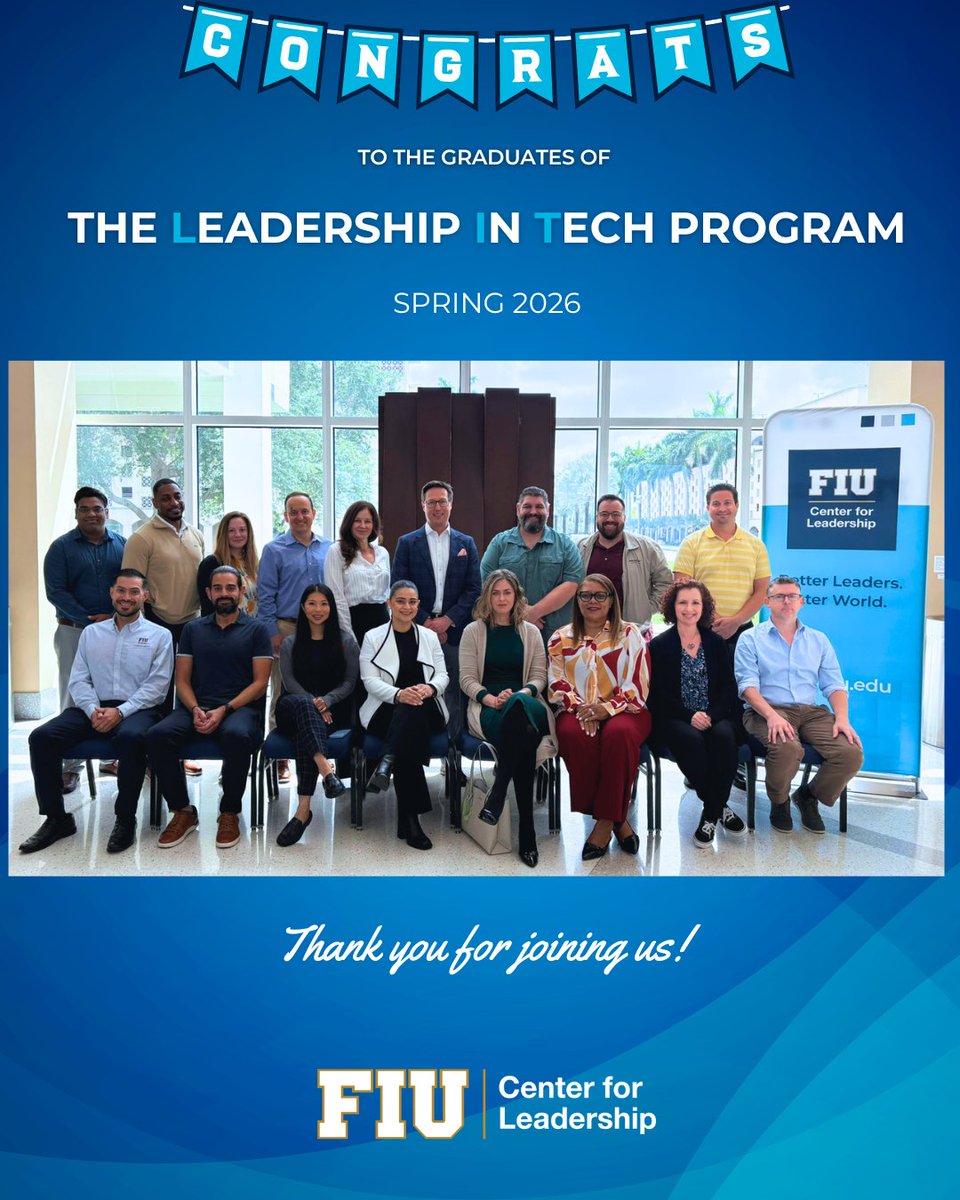 fiulead's tweet photo. Congratulations to the newest graduates of the Leadership in Tech program! 🎉
Thank you for choosing us as your partners in leadership development. We’re excited to see how you continue to lead with impact.

#BetterLeadersBetterWorld #FIULead #LeadershipDevelopment https://t.co/3s6ECugU8W