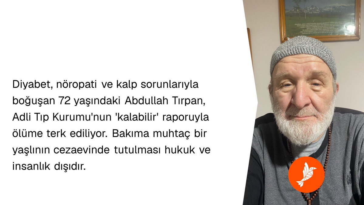 MuberraHnm's tweet photo. Bir babanın kızına 'vaktim kalmadı' demesi, cezaevlerindeki insani trajedinin hangi boyutlara ulaştığını sessiz ama derinden tüm topluma haykırıyor

Köfteci AbdullahAmca https://t.co/31L7I8Sb1J