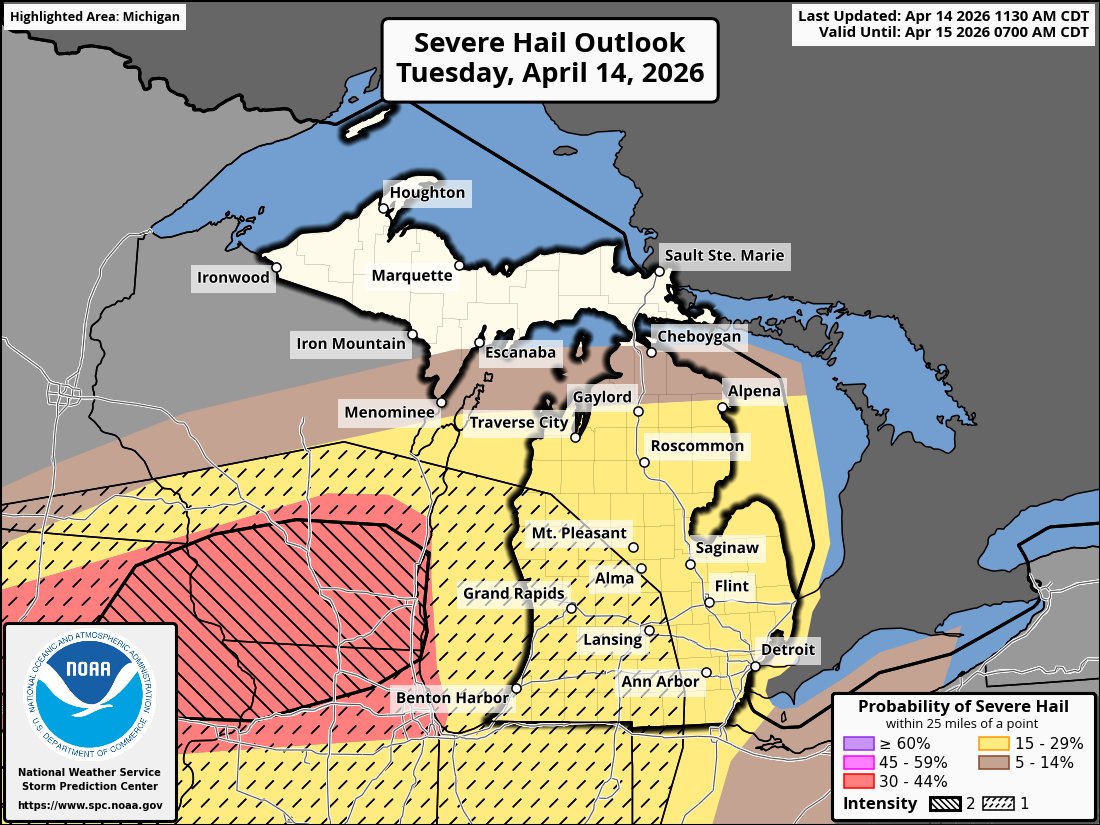 ⚠️Enhance Risk for Southern Michigan tonight!! Wind being the main threat but hail and tornados are also possible. #miwx #wmiwx

🚗Storm Chase Possible Tonight