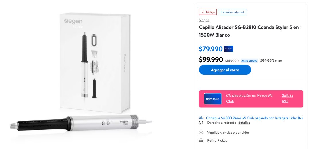 💈 Cepillo alisador 5 en 1 Siegen bajó a $79.990 pagando con tarjeta en Lider.

🔗 descuentosrata.com/oferta/39649/c…