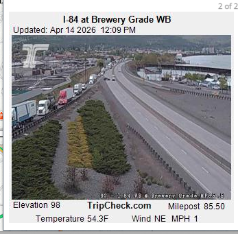 TrafficPortland's tweet photo. #pdxtraffic Heads up if you're heading east on I-84. A crash has closed the eastbound lanes in The Dalles. No word on how long ODOT expects the road to be closed. https://t.co/qrCzo7RU0J