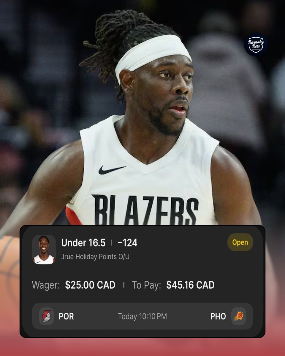 BarnabyBets's tweet photo. 🏀 Barnaby's POTD (April 14)
📝 Jrue Holiday Under 16.5 Points

Tail here 👇
https://t.co/pAtgxWqOrW

📊 @yourlinemate 

#GamblingX #NBA https://t.co/JEVt5kWZy8
