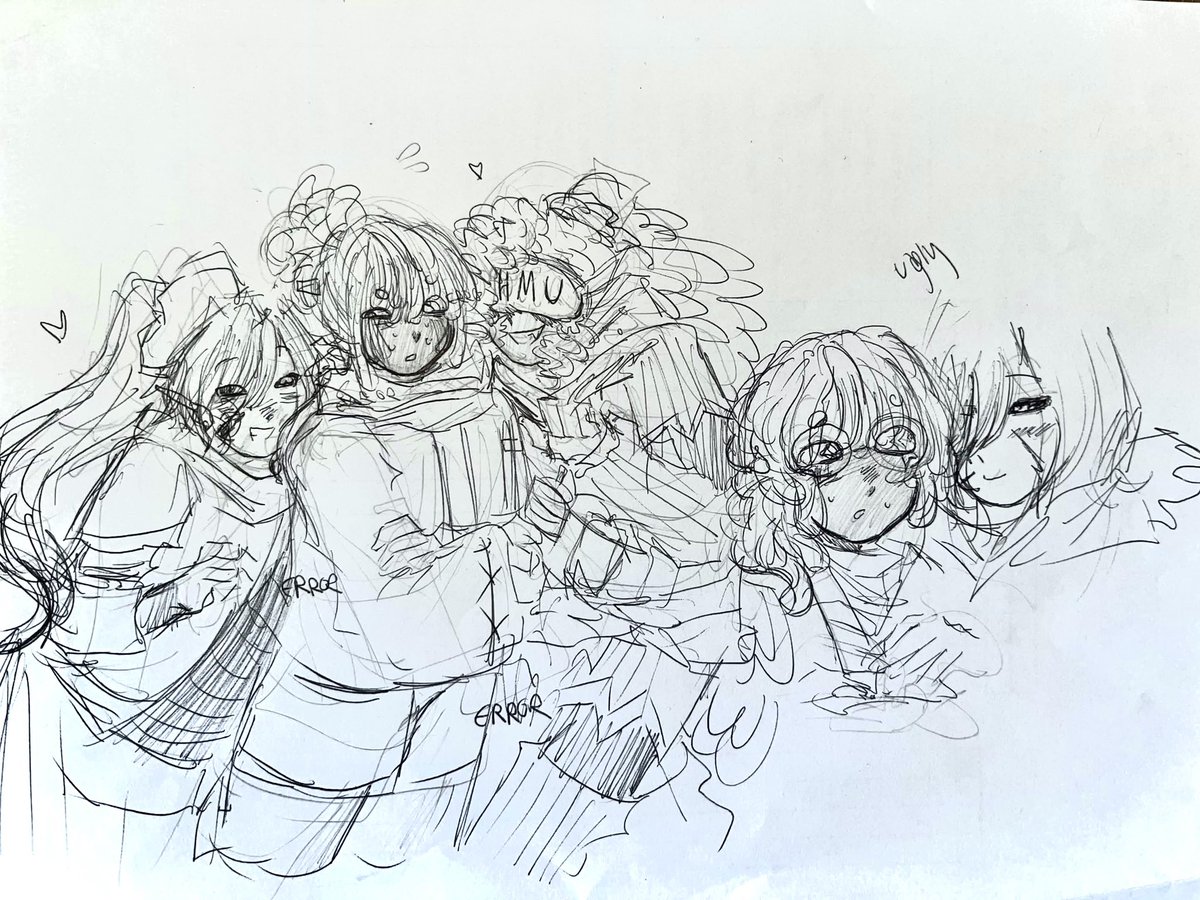 magocake's tweet image. humanization on traditional, because I can’t draw skeletons on paper… #freshinksans #inksans #errorsans