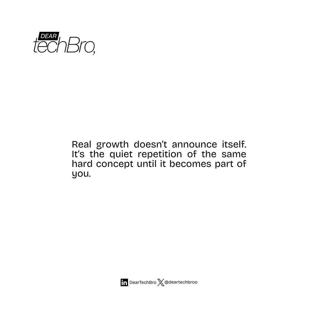 DearTechBroo's tweet photo. The silence is where the skill is built.
#Tech #DeepWork #DearTechBro
#growth #clarity #GrowingintheQuiet https://t.co/Y3zgKrHhUO