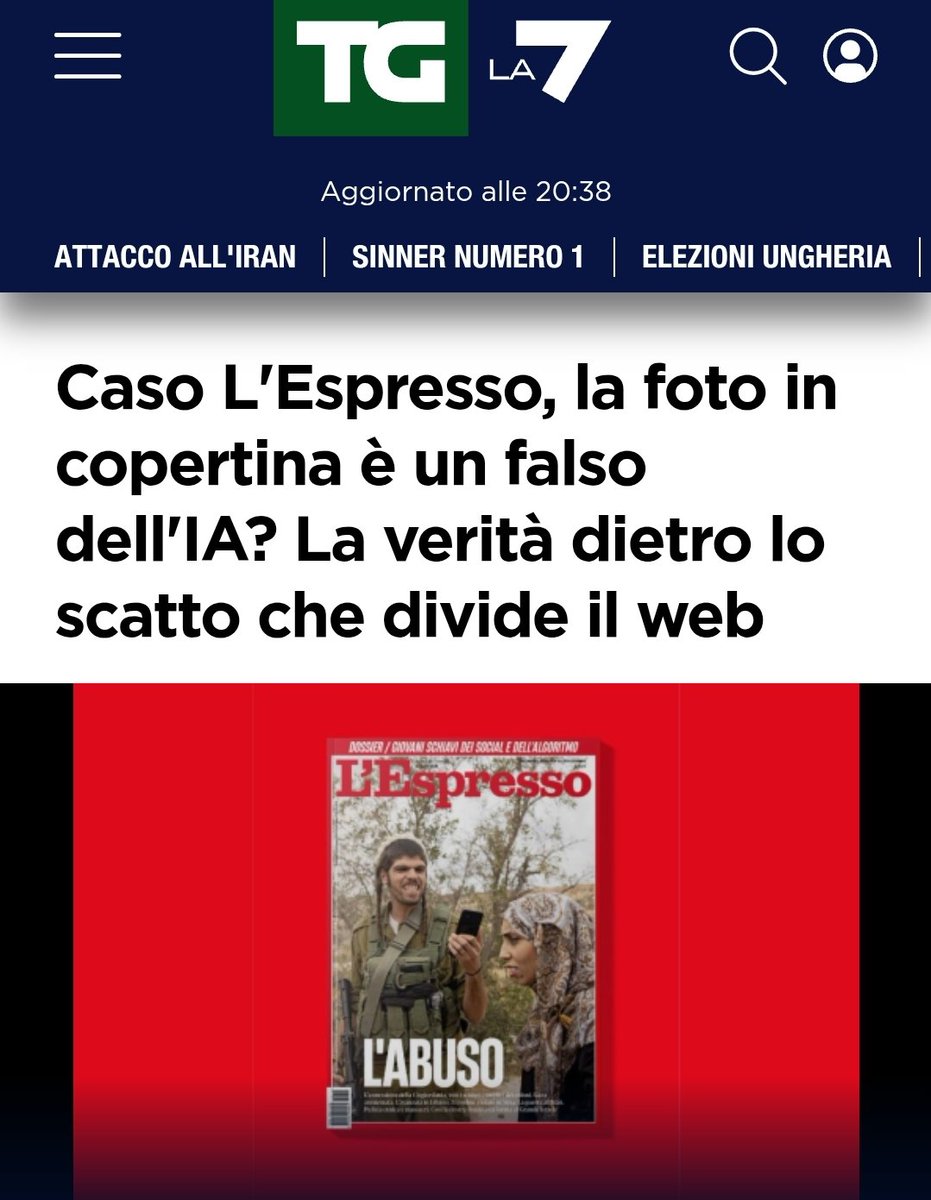 Incredibile articolo dal sito del Tg di Mentana, quello che non riusciva nemmeno a pronunciare la parola "coloni". 
Per leggere in commento di Pietro Masturzo, autore della foto, e scoprire finalmente che l'immagine è reale e non manipolata, occorre arrivare in fondo