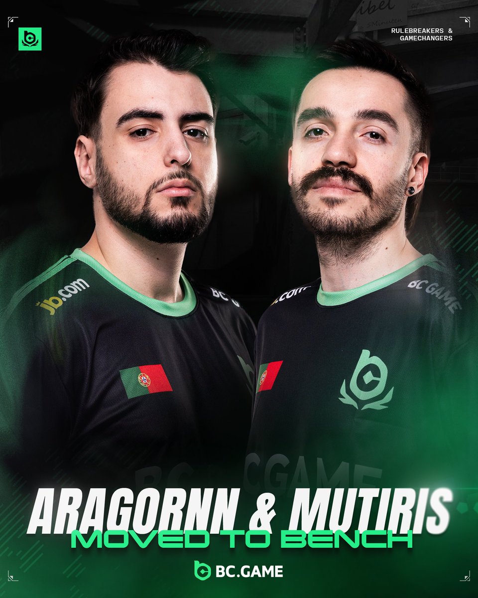 BCGameEsports's tweet image. Today we announce the benching of @MUTiRiS_csgo &amp;amp; @AragQrn

Both have given their all for this team, and we respect everything they've brought to the roster.

We wish them well in what comes next 💚

@bcgame