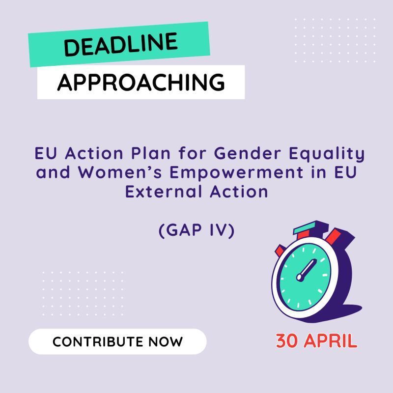 studysustainhub's tweet image. Apply Now!

 EU Gender Equality Action Plan (GAP IV) 2026–2034 
📆Deadline: 30 Apr 2026 
🔗 Contribute here: buff.ly/YabvzV3 

#GenderEquality #EU #PolicyMaking #WomenEmpowerment #GlobalDevelopment #PublicConsultation #HumanRights #Leadership #SocialImpact #GAPIV