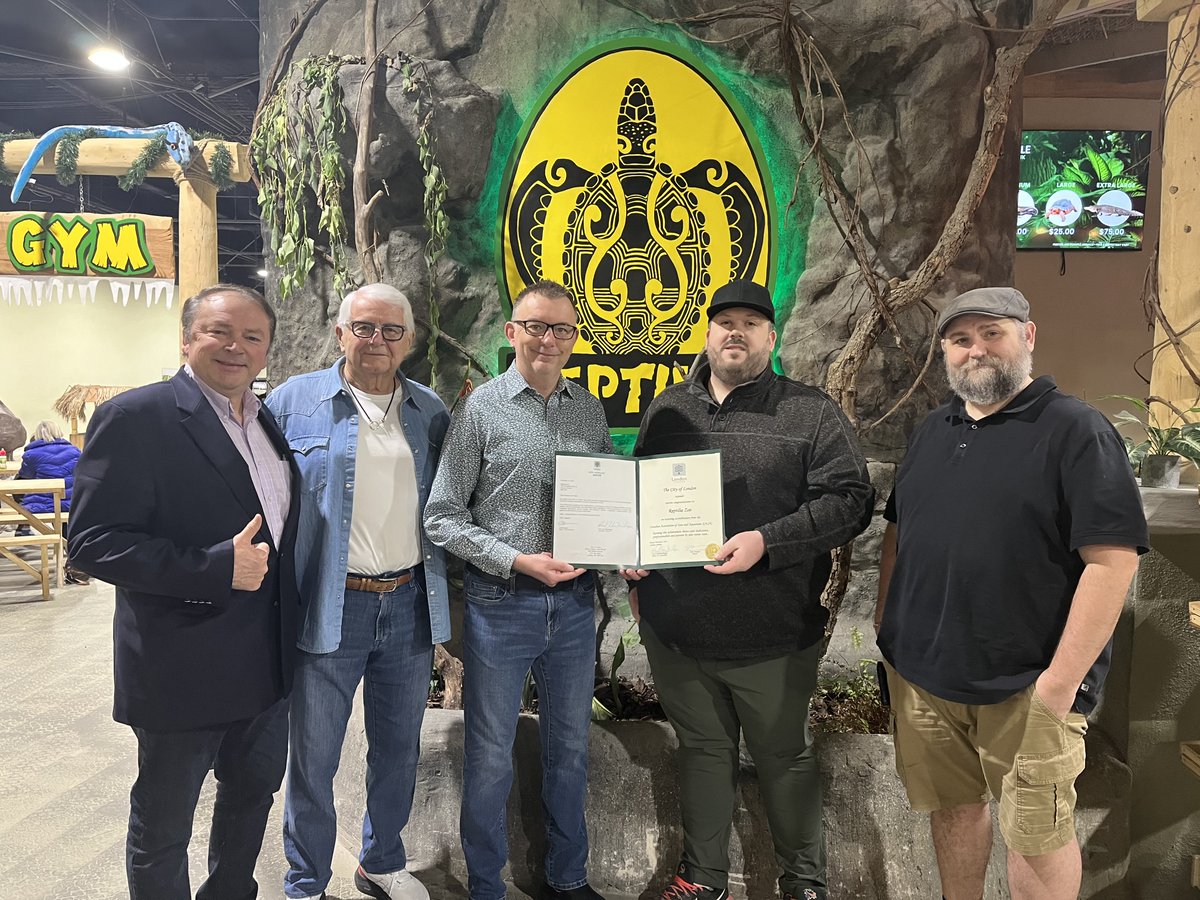 Thank you Deputy Mayor Shawn Lewis and Councillor Paul Van MeerBergen for recognizing Reptilia London from@having been granted accreditation from the Canadian Association of Zoos &amp; Aquariums (CAZA).An honour bestowed on very few zoological facilities.